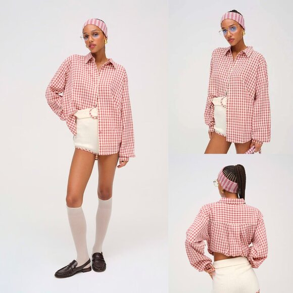 New! For Love & Lemons Georgia Gingham Shirt Size Small 47789 - Picture 1 of 16